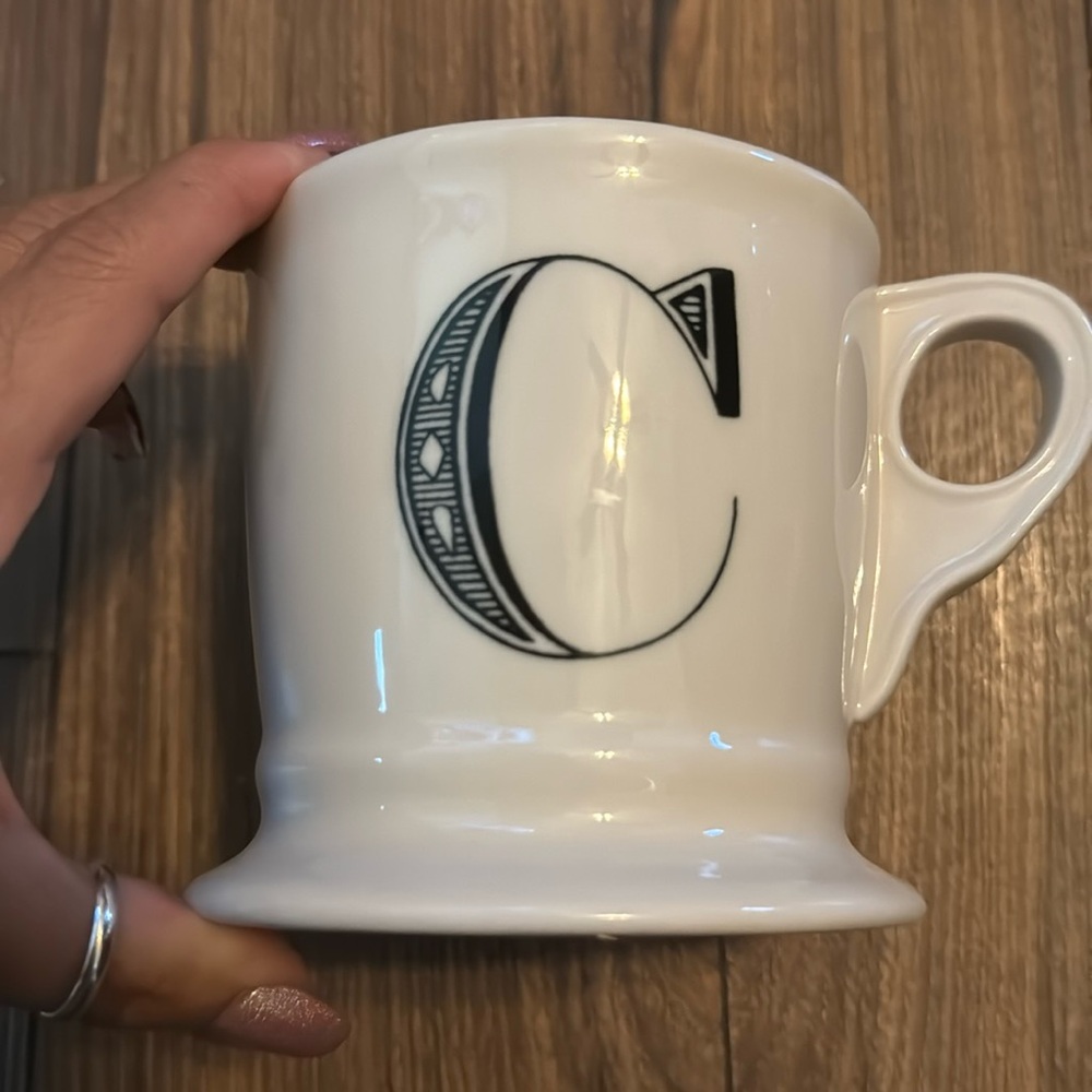Anthropologie “C” Monogram Mug- Shaving Style Mug